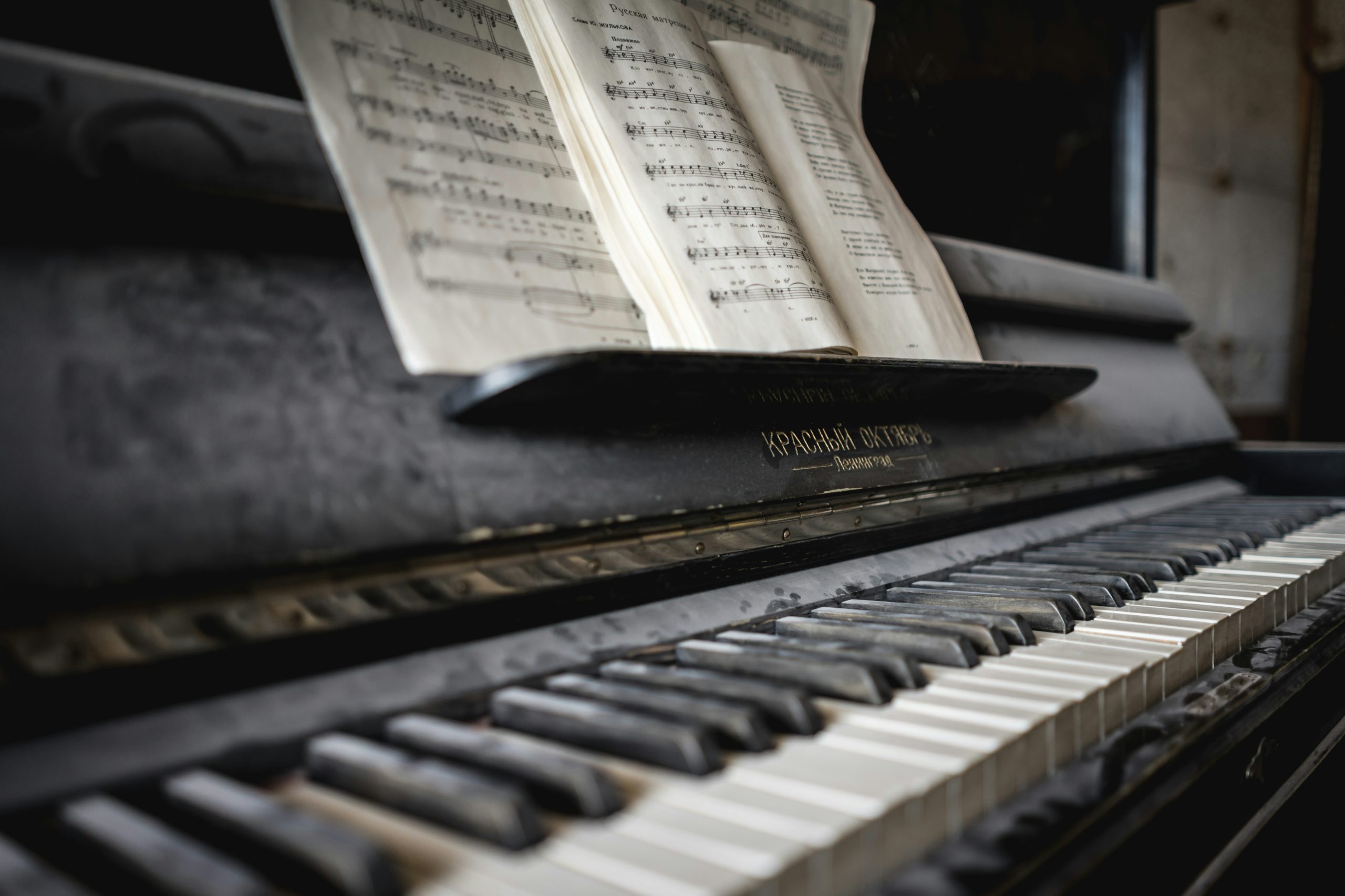 Close-up of piano keys symbolizing harmony and creativity.